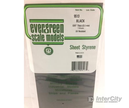 Evergreen 9513 6X12 Black Sheet .50Mm (3Pcs) Scratch Building Supplies