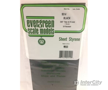 Evergreen 9514 6X12 Black Sheet .75Mm (2Pcs) Scratch Building Supplies