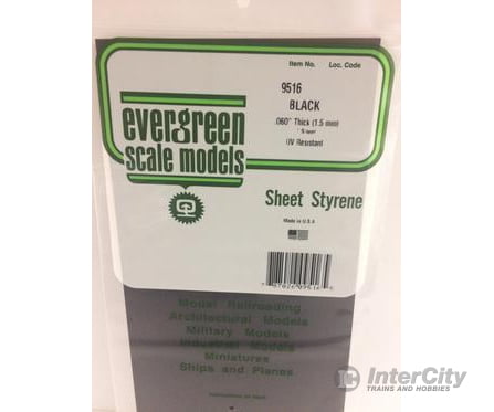 Evergreen 9516 6X12 Black Sheet 1.5Mm (1Pc) Scratch Building Supplies