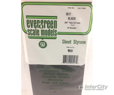 Evergreen 9517 6X12 Black Sheet 2.0Mm (1Pcs) Scratch Building Supplies