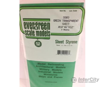 Evergreen 9903 .010X6X12 Green Transparent Sheets Scratch Building Supplies