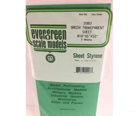 Evergreen 9903 .010X6X12 Green Transparent Sheets Scratch Building Supplies