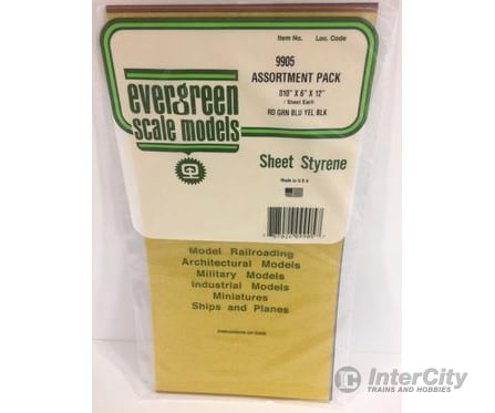 Evergreen 9905 .010X6X12 Colored Asssortment Red Blue Green Yel.&Black Scratch Building Supplies