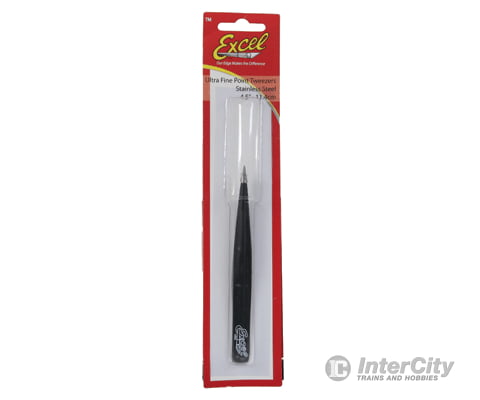 Excel 30422 Hollow Handle Fine Point Tweezers -- Black Tools