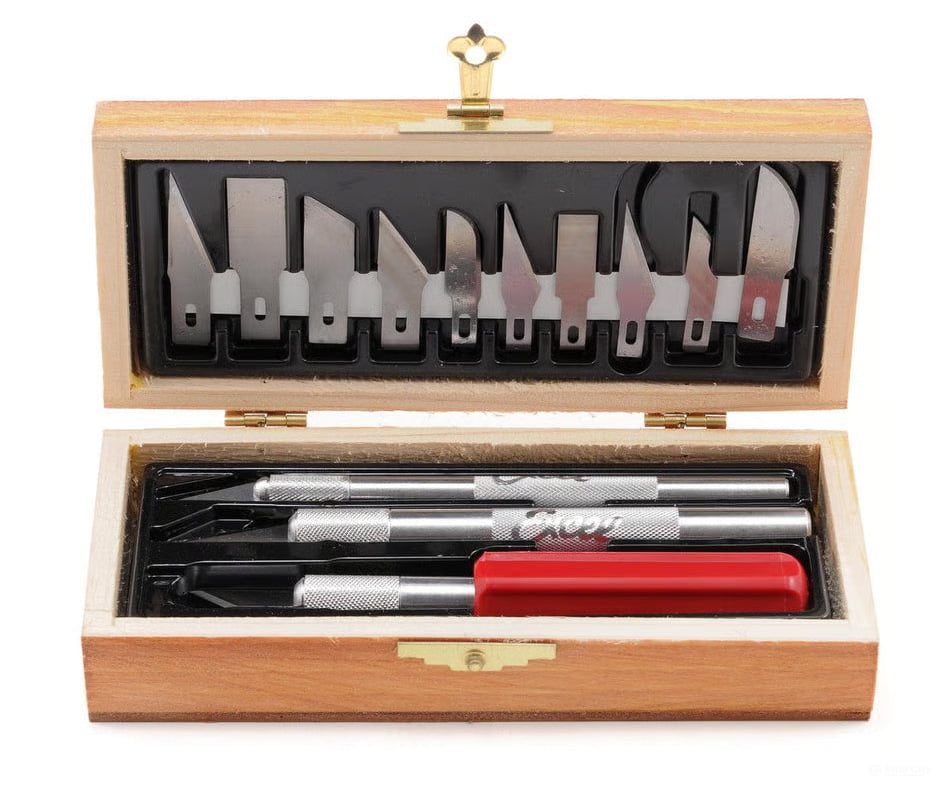 Excel 44282 Craft Hobby Knife Set w. Wooden Case - Tools