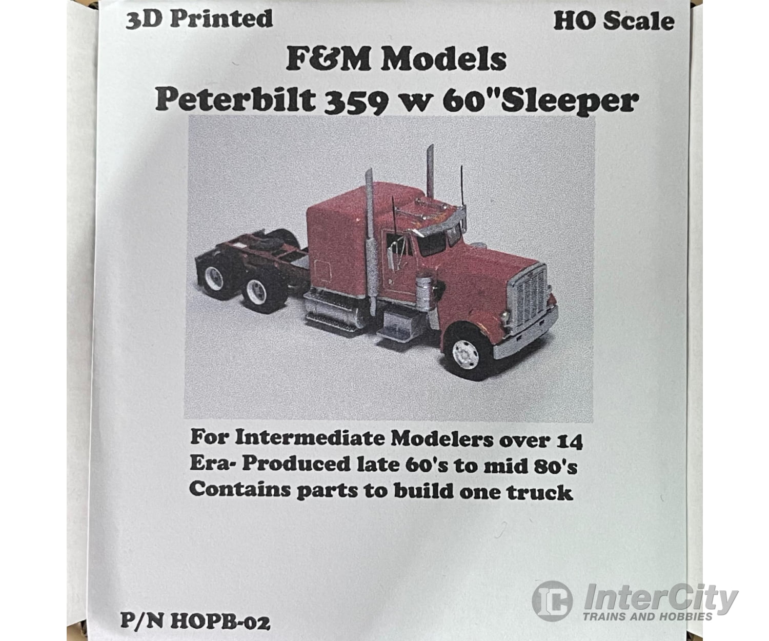 F&M Models Ho Hopb60 - 01 359 Peterbilt Truck W. 60’ Sleeper (Resin Kit) Cars & Trucks