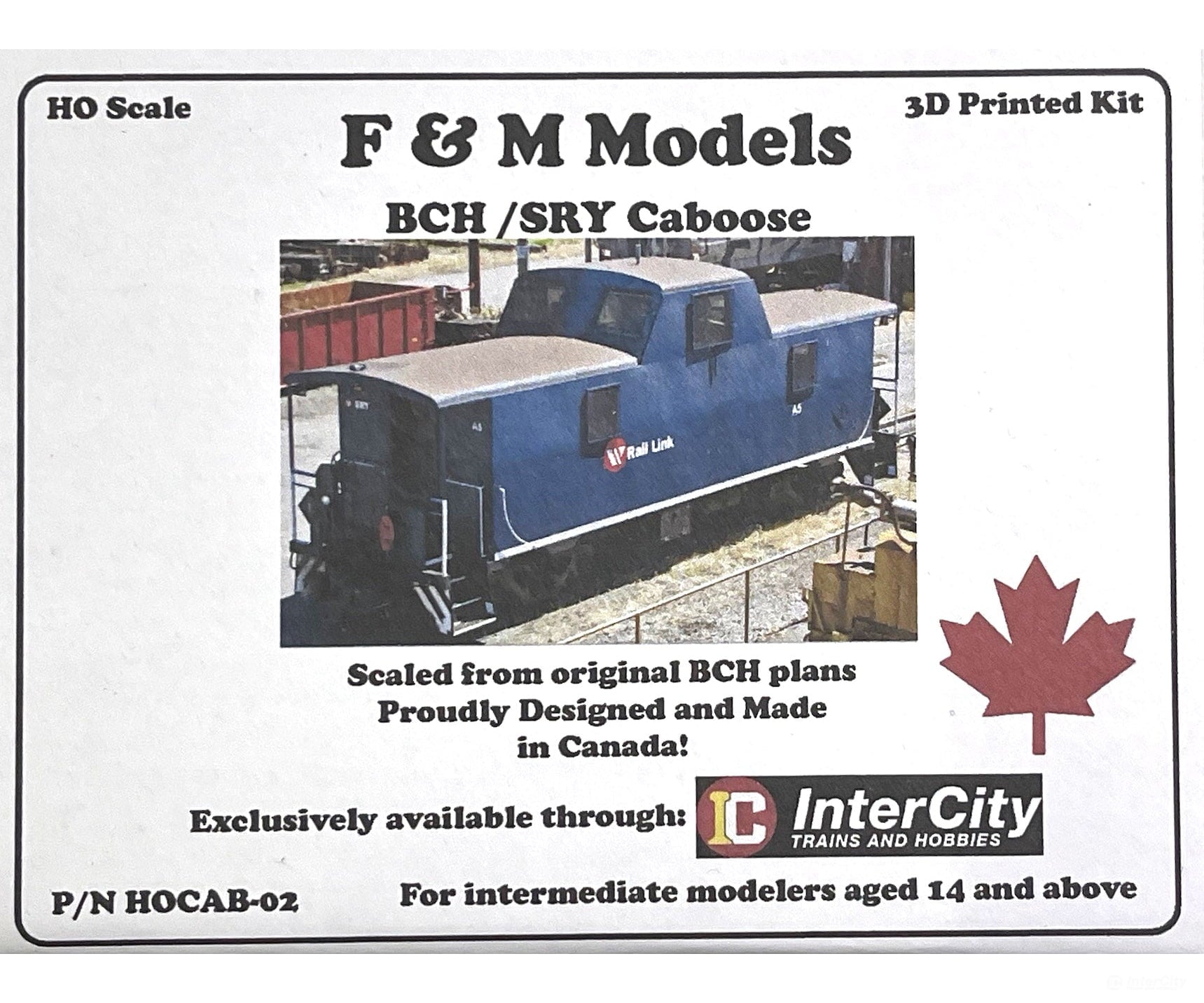 F&M Models HO-Scale BC Hydro/SRY Caboose - Highly Detailed Resin Kit Freight Cars