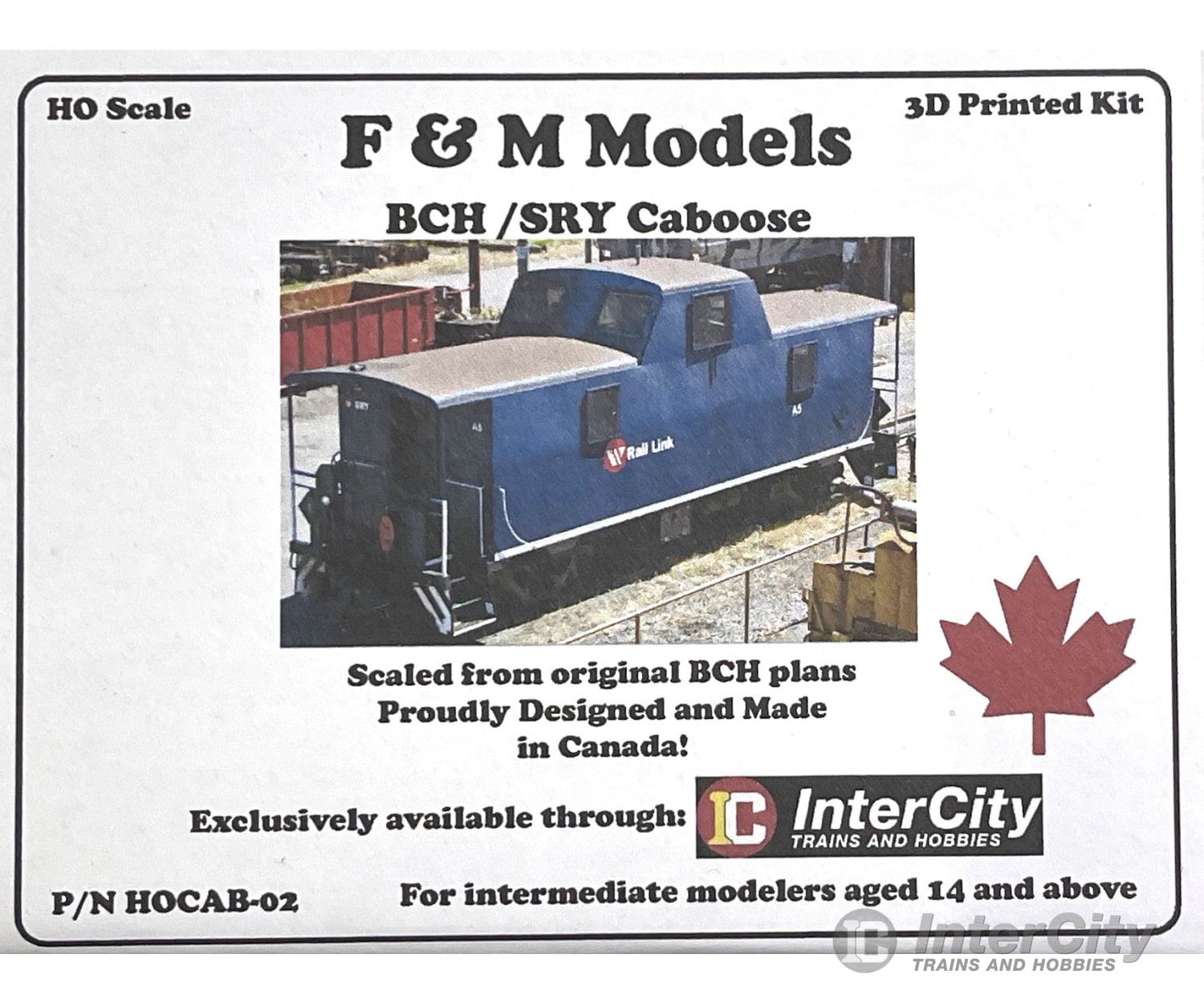 F&M Models HO-Scale BC Hydro/SRY Caboose - Highly Detailed Resin Kit Freight Cars
