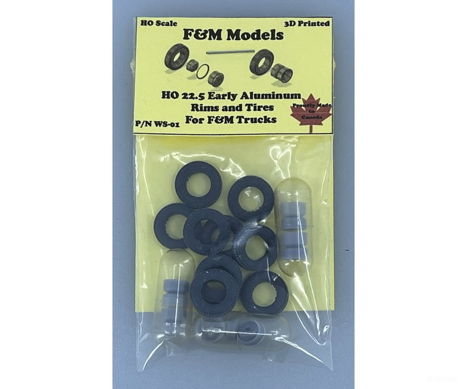F&M Models HO Scale WS-01 22.5 Early Aluminum Rims and Tires for F&M Trucks - Cars & Trucks