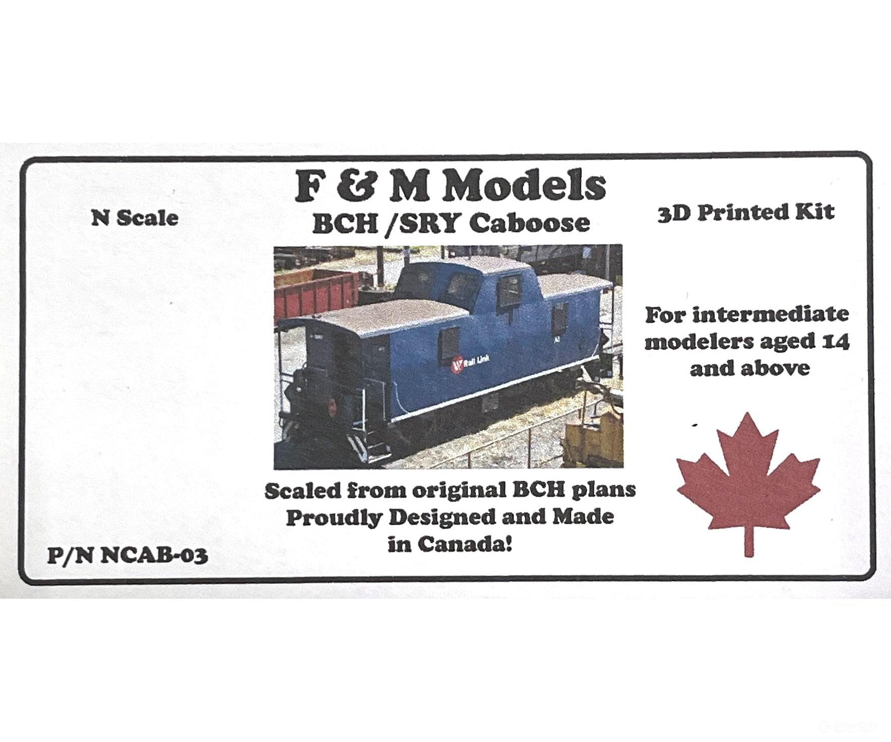 F&M Models N-Scale BC Hydro/SRY Caboose - Highly Detailed Resin Kit Freight Cars