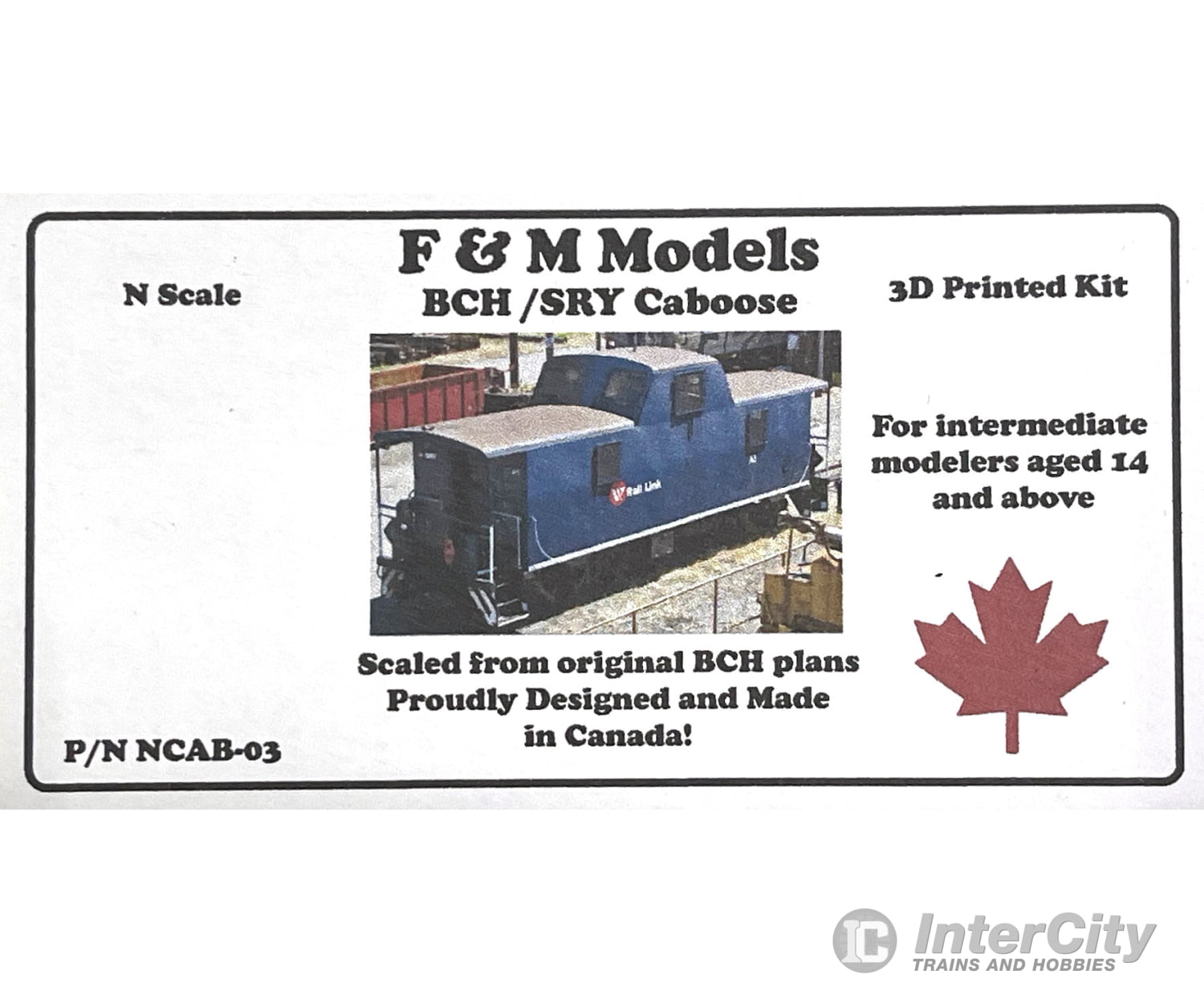 F&M Models N-Scale BC Hydro/SRY Caboose - Highly Detailed Resin Kit Freight Cars