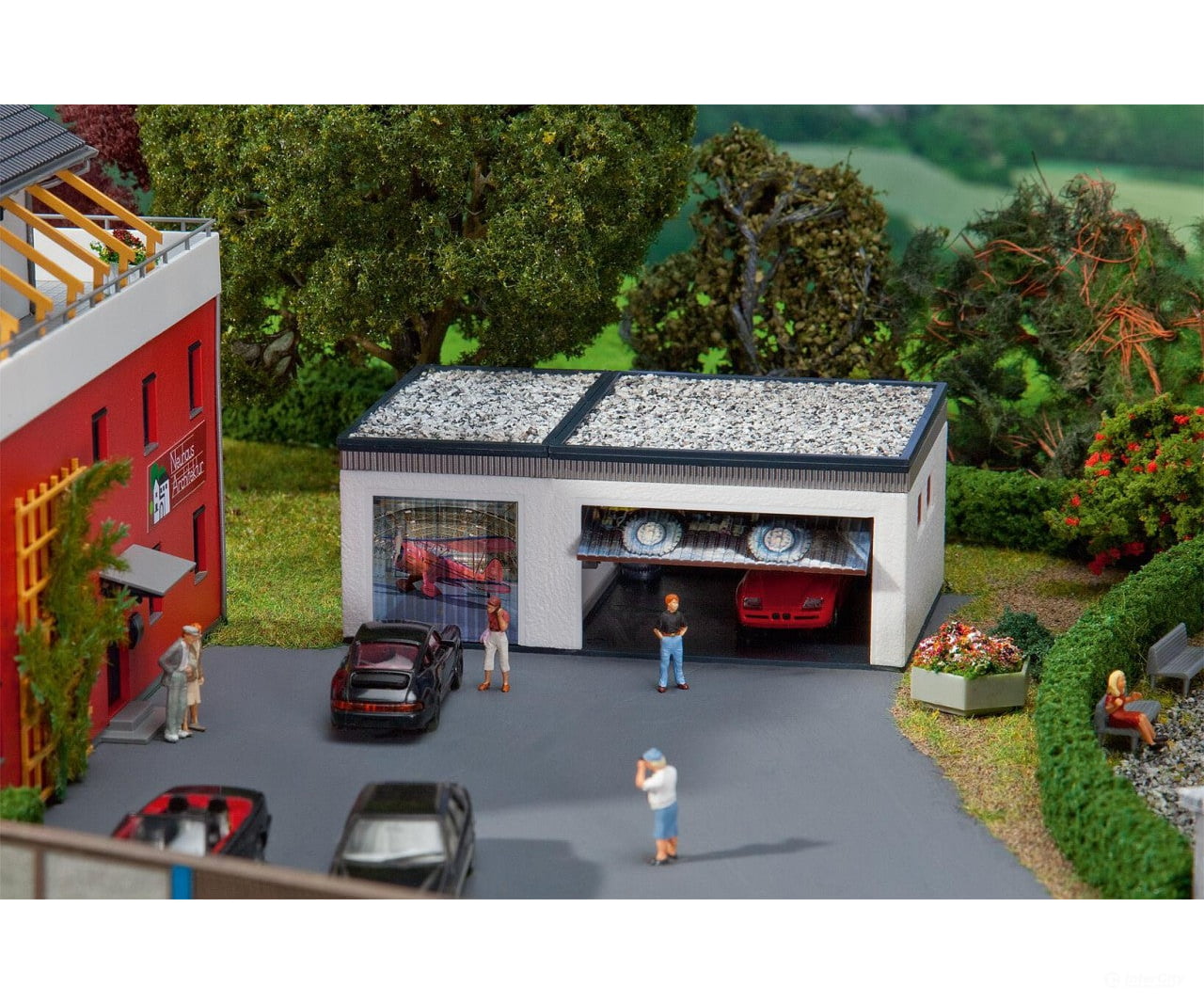 Faller 130319 Ho Double Garage With Drive Components Structures