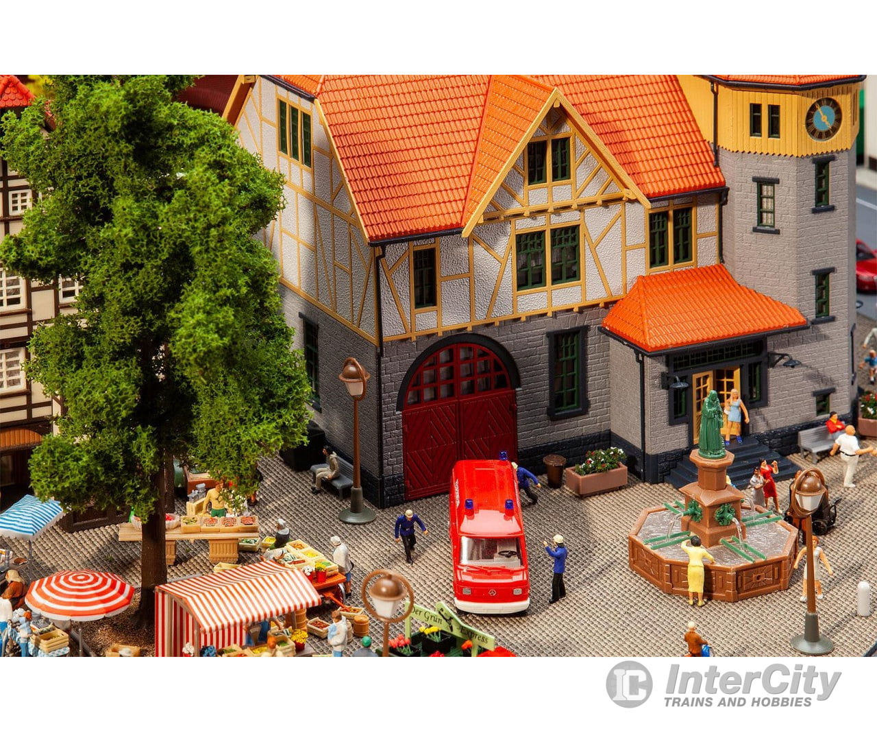 Faller 130649 Ho Town Hall With Fire Brigade Garage Structures