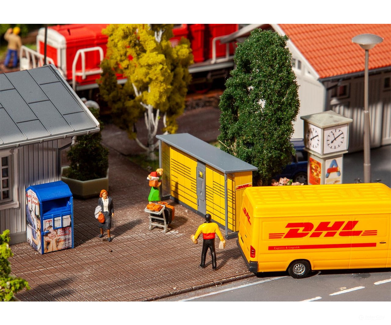 Faller 180281 Ho 2 Dhl Pack Stations Scenery Details