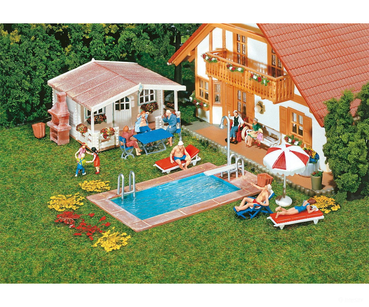 Faller 180542 Ho Swimming Pool And Utility Shed Scenery Details