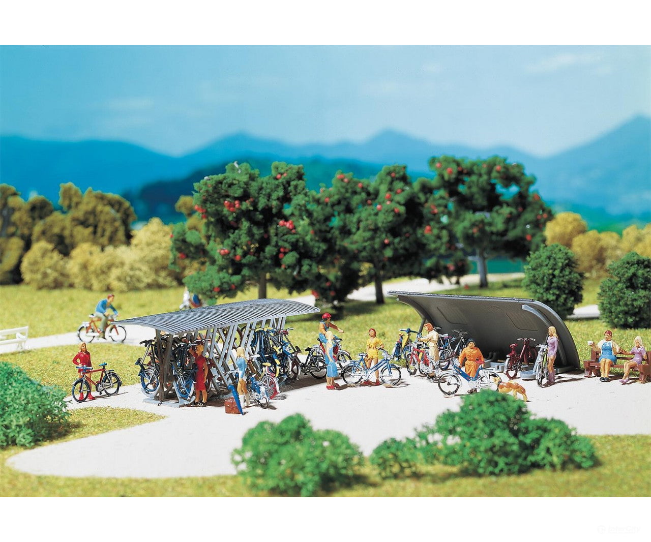 Faller 180584 Ho 2 Bicycles Stands With Bikes Scenery Details