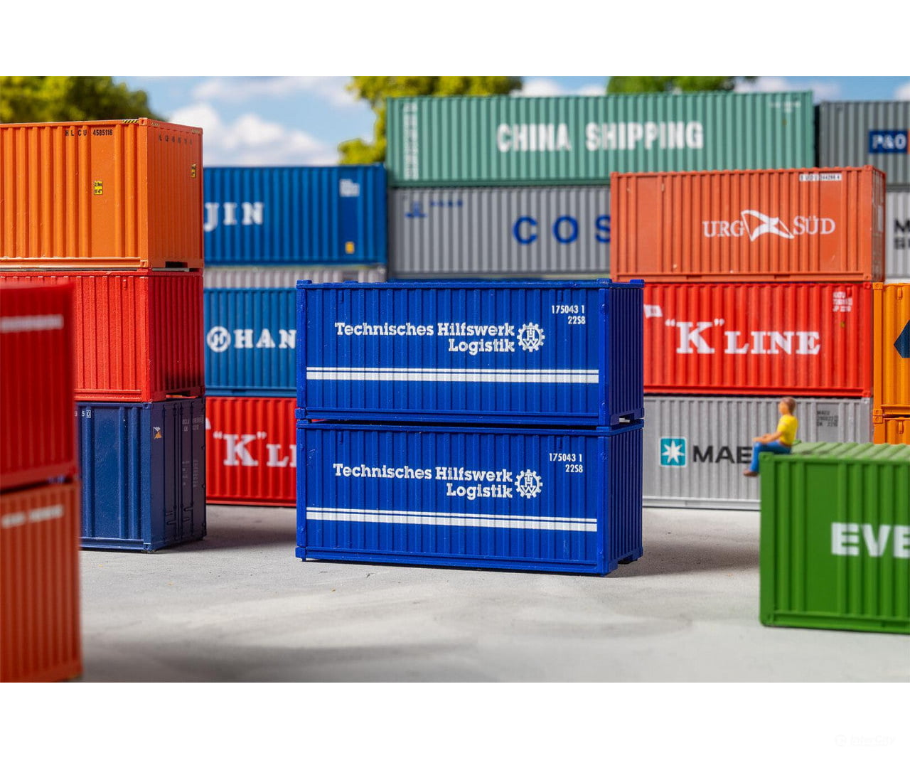 Faller 182005 HO 20’ Container THW set of 2 - Freight Loads & Containers