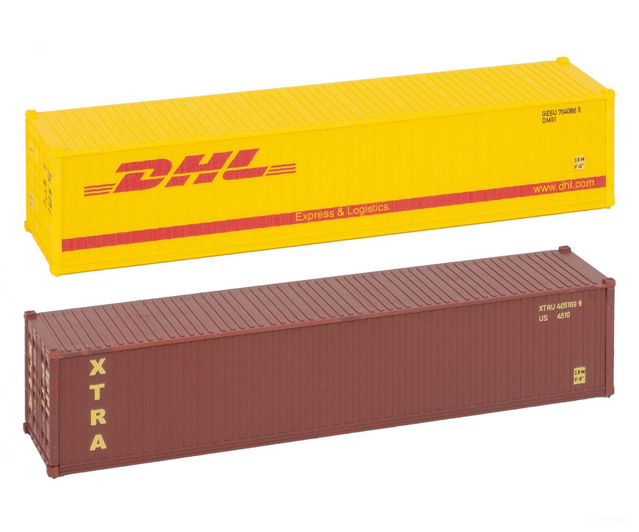 Faller 182056 HO 40’ Container DHL and XTRA - Freight Loads & Containers