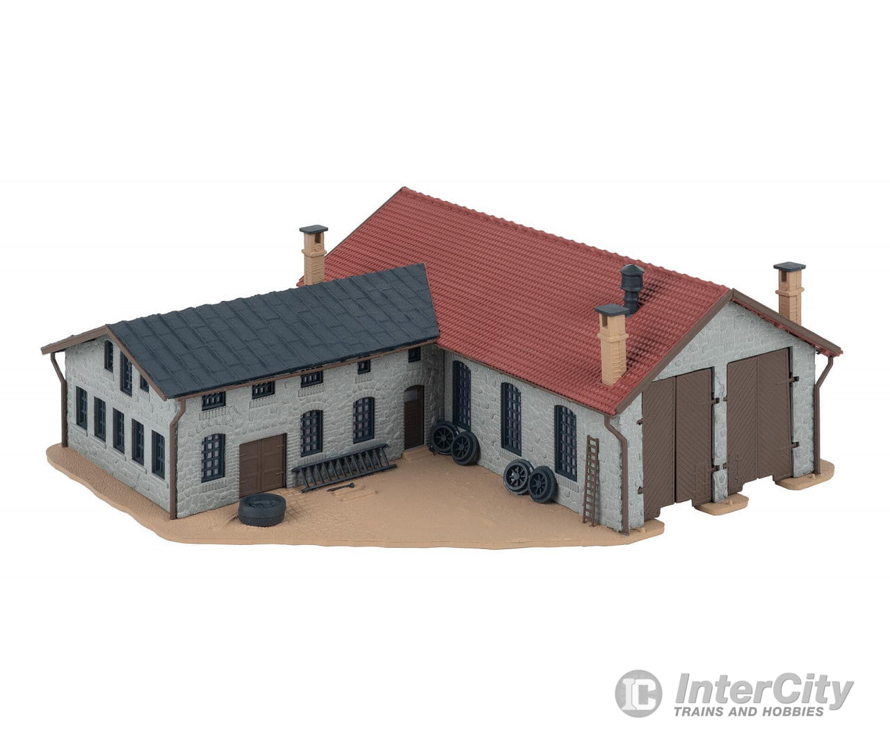 Faller 222106 N Two-stall locomotive shed with workshop Structures