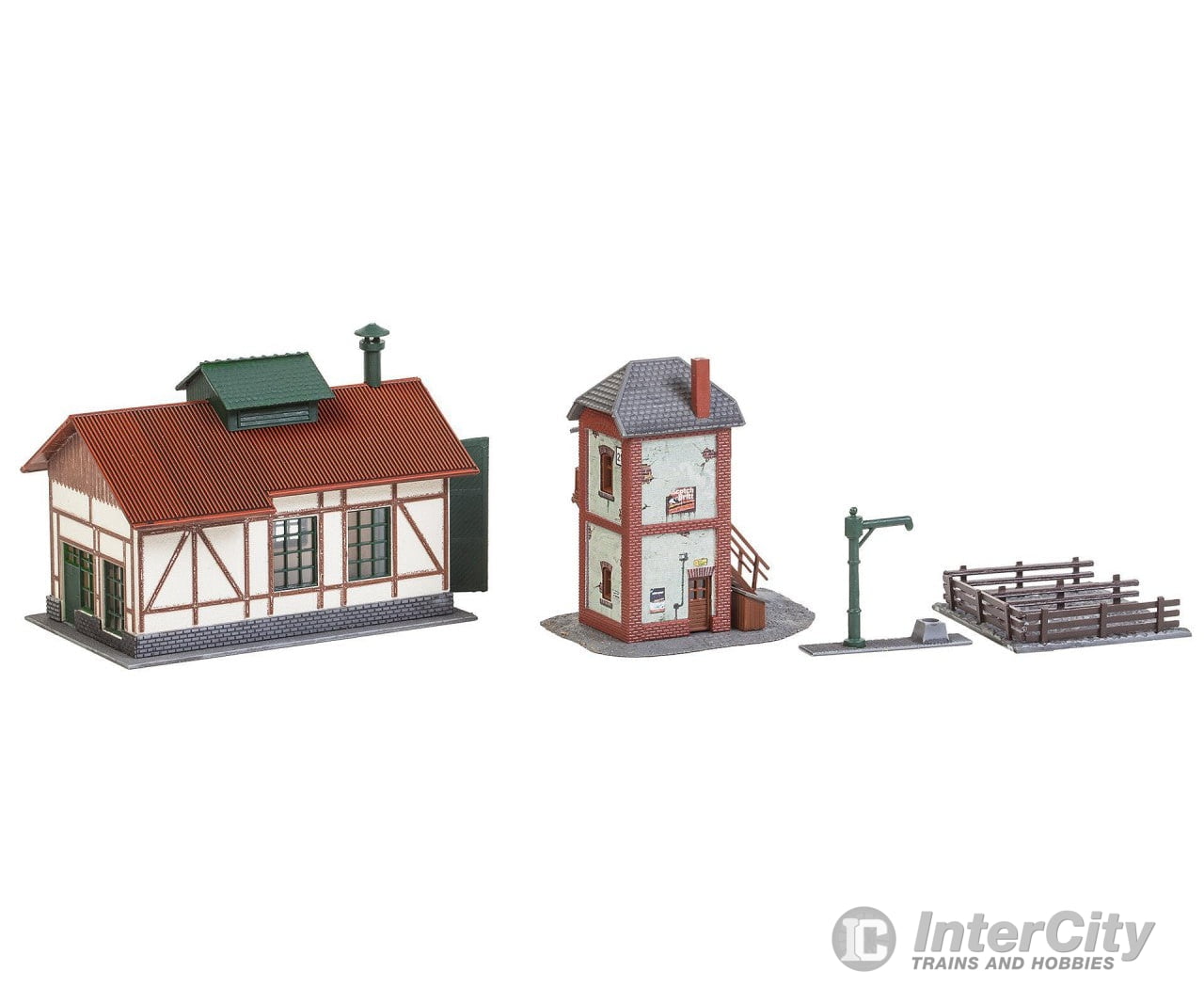 Faller 222108 N Branch Line Locomotive Shed With Block Post Set Structures