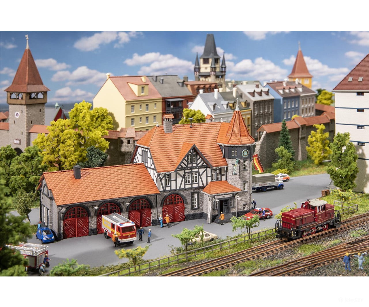 Faller 232194 N Town Hall With Fire Station Structures