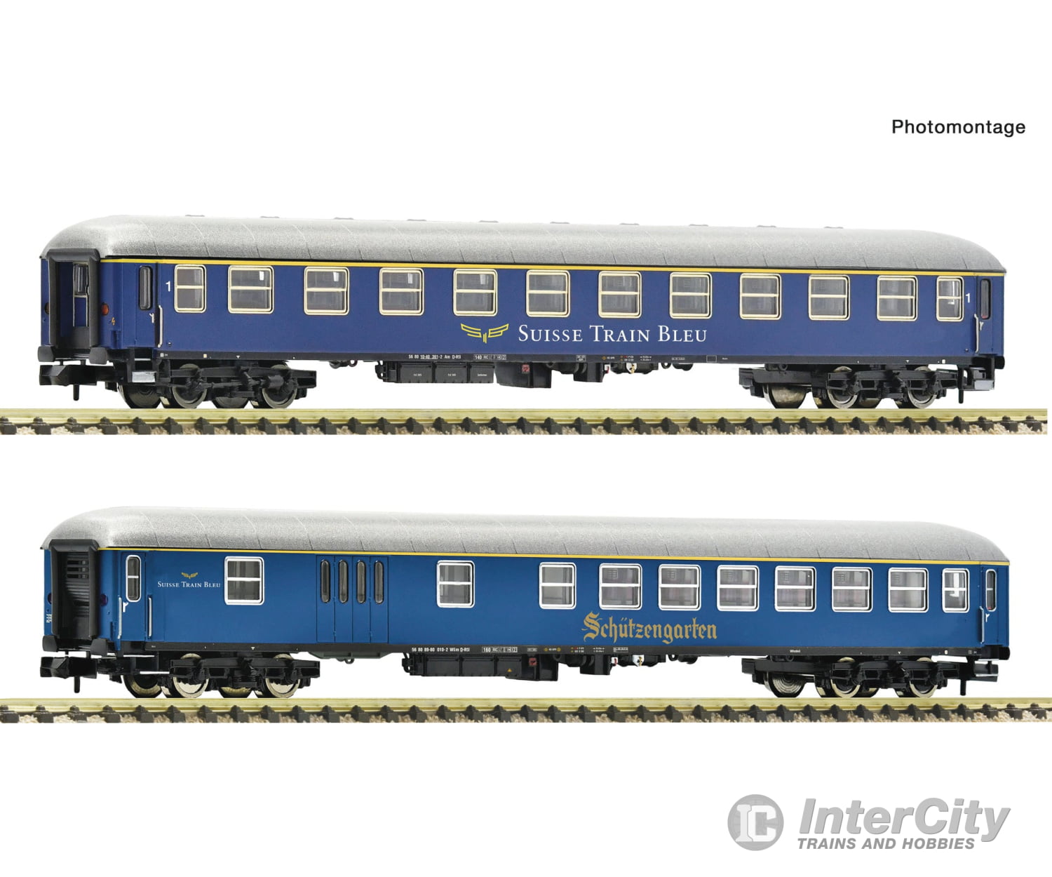 Fleischmann 6260083 N 2 piece set (2): Express train coaches Suisse Train Bleu European Passenger Cars
