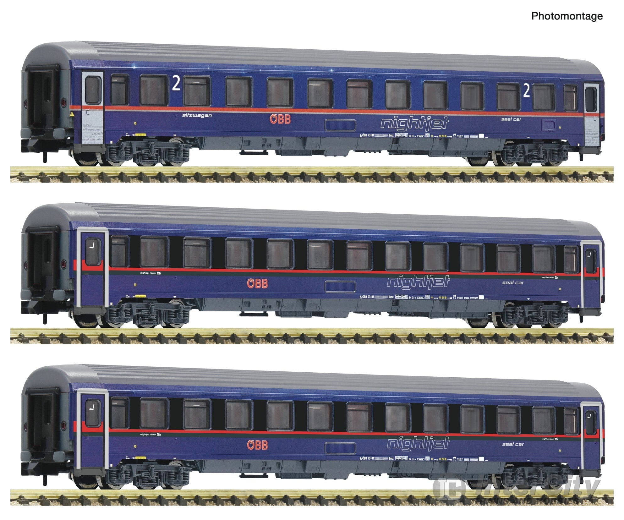 Fleischmann 6260084 N 3 piece set: ’Nightjet’ Eurofima coaches ÖBB European Passenger Cars