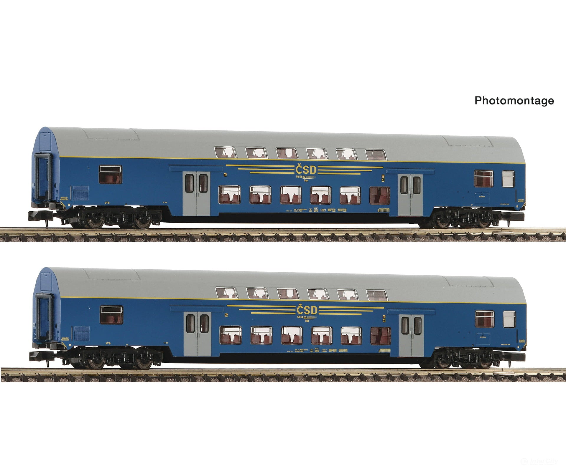 Fleischmann 6260092 N 2 piece set: Double-deck coaches CSD European Passenger Cars