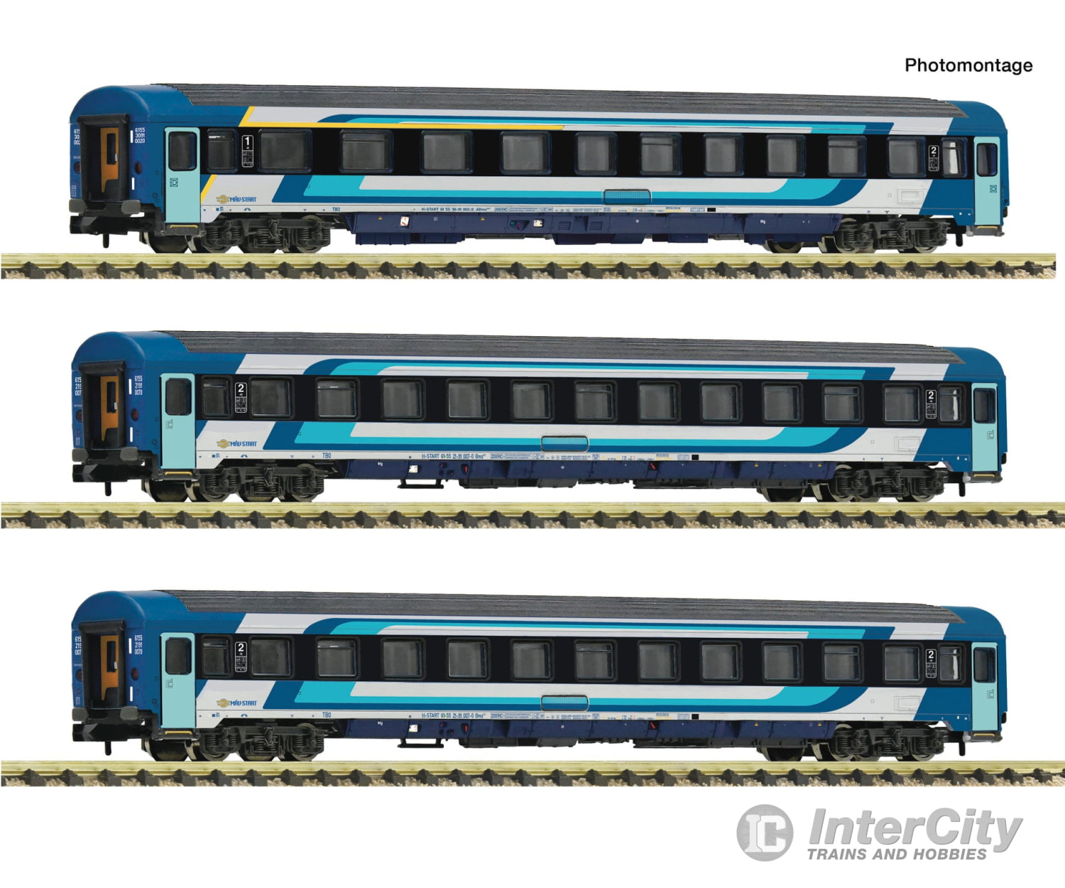Fleischmann 6260104 N 3 piece set: Eurofima express train coaches MAV European Passenger Cars