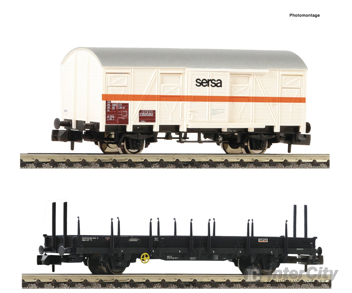 Fleischmann 6660042 N 2 Piece Set: Track Maintenance Train Sersa Era 5 European Freight Cars