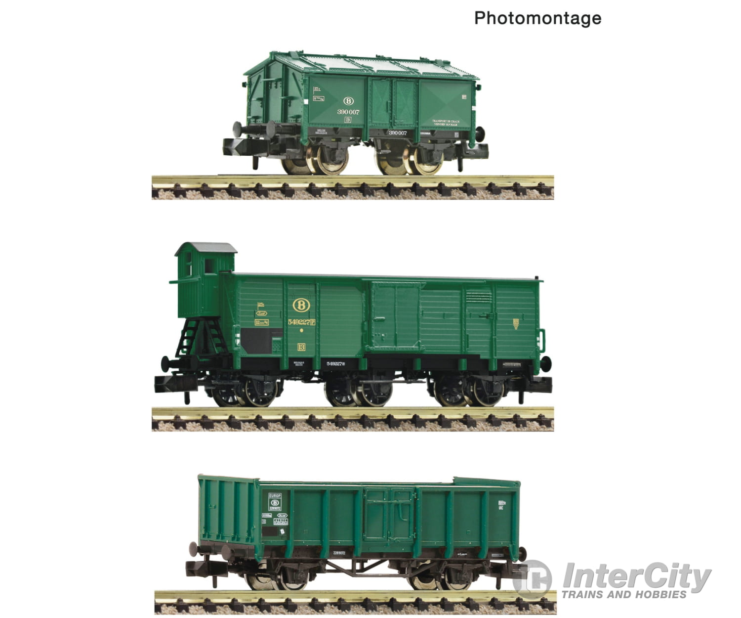 Fleischmann 6660077 N 3 piece set: Goods train SNCB European Freight Cars