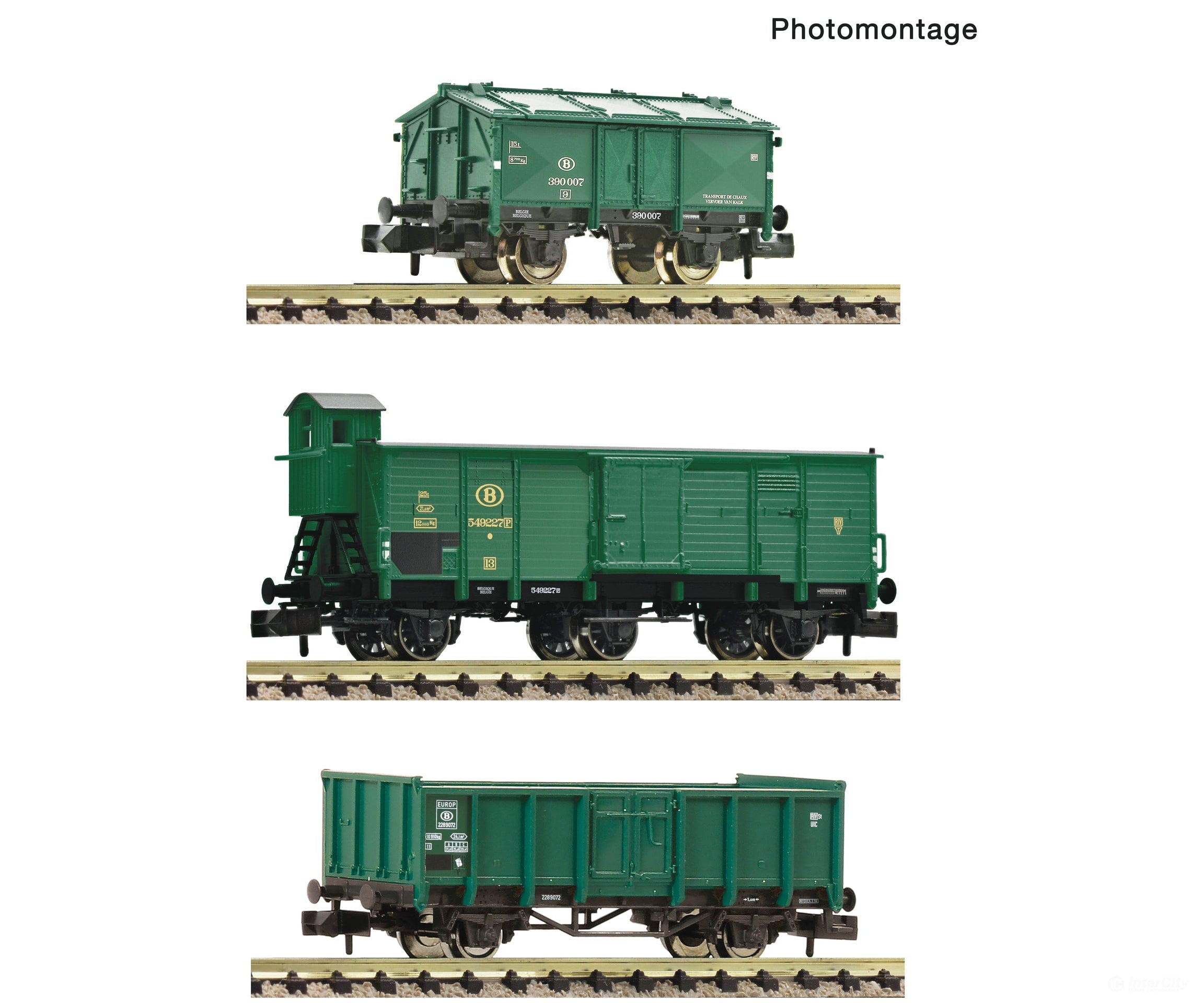 Fleischmann 6660077 N 3 piece set: Goods train SNCB European Freight Cars