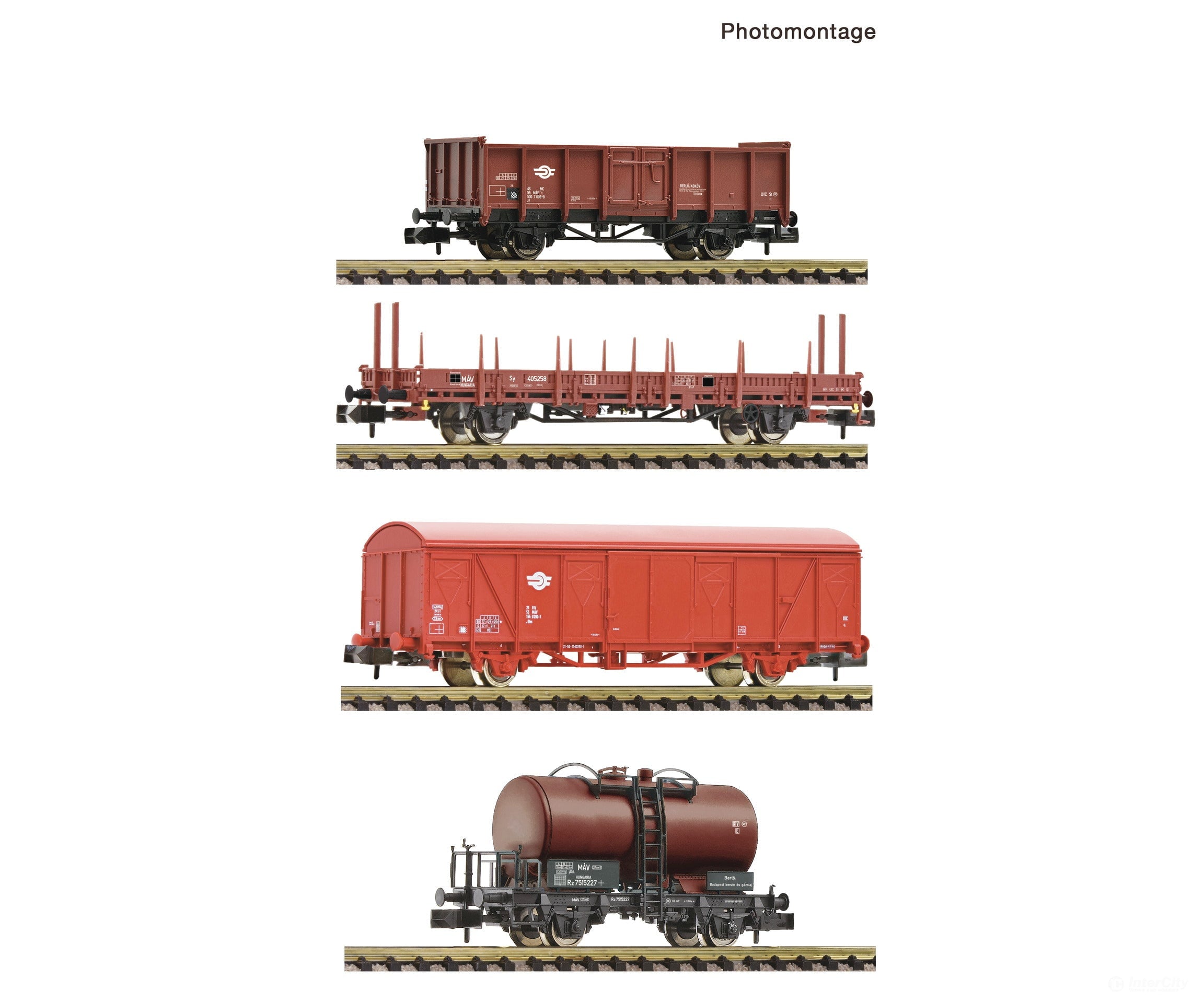 Fleischmann 6660096 N 4 Piece Set: Goods Train Mav European Freight Cars