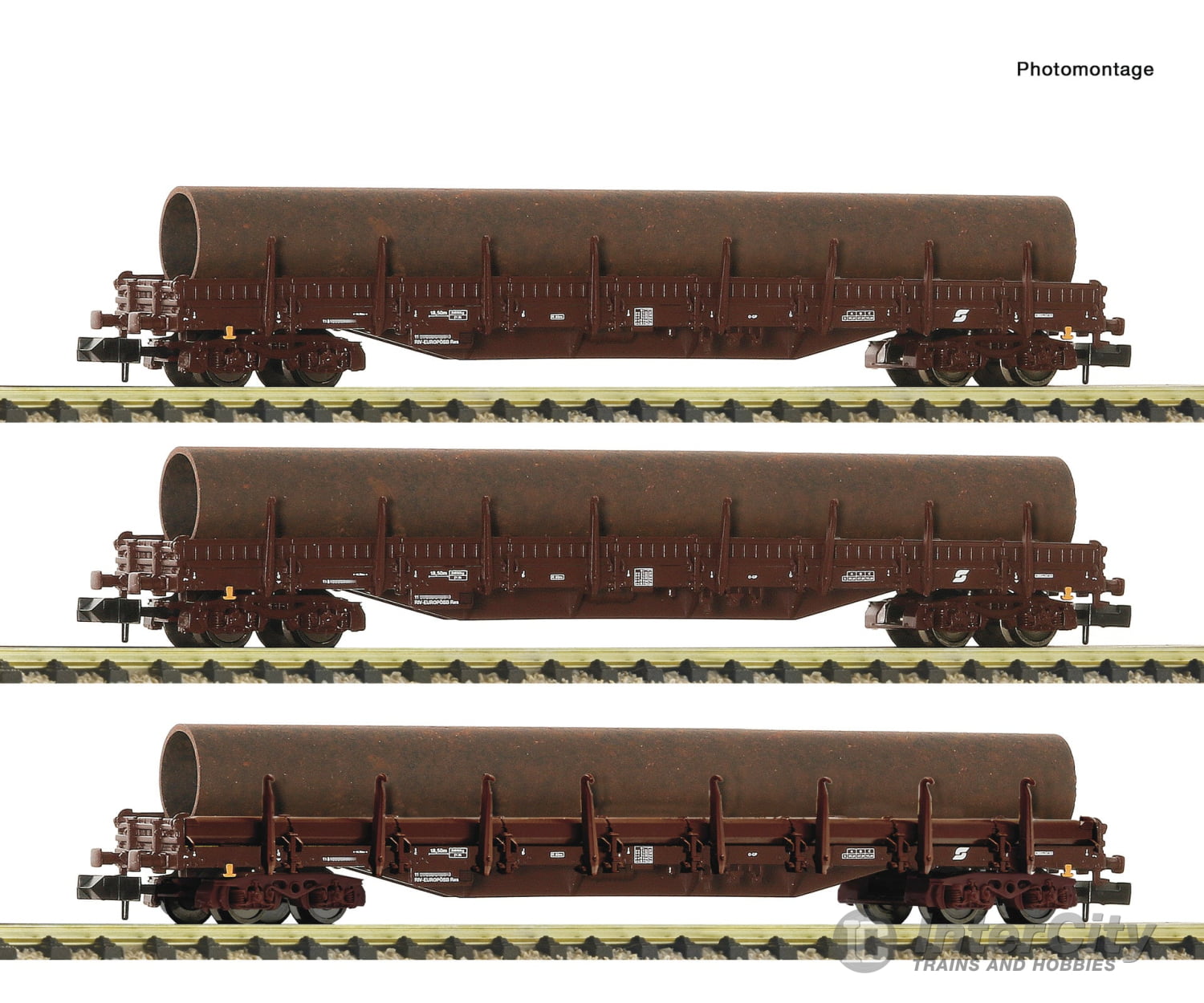Fleischmann 6660142 N 3 piece set (1): Steel train ÖBB European Freight Cars