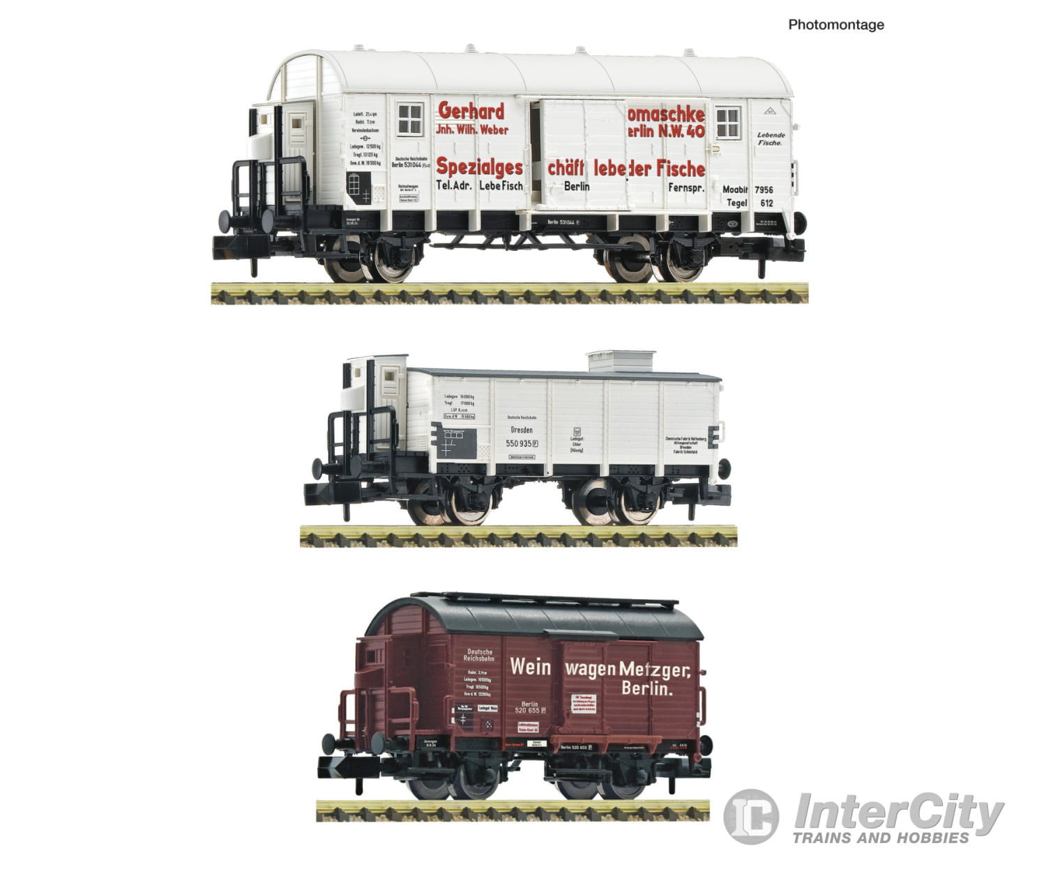 Fleischmann 6660148 N 3 piece set: Covered goods wagons DRB European Freight Cars