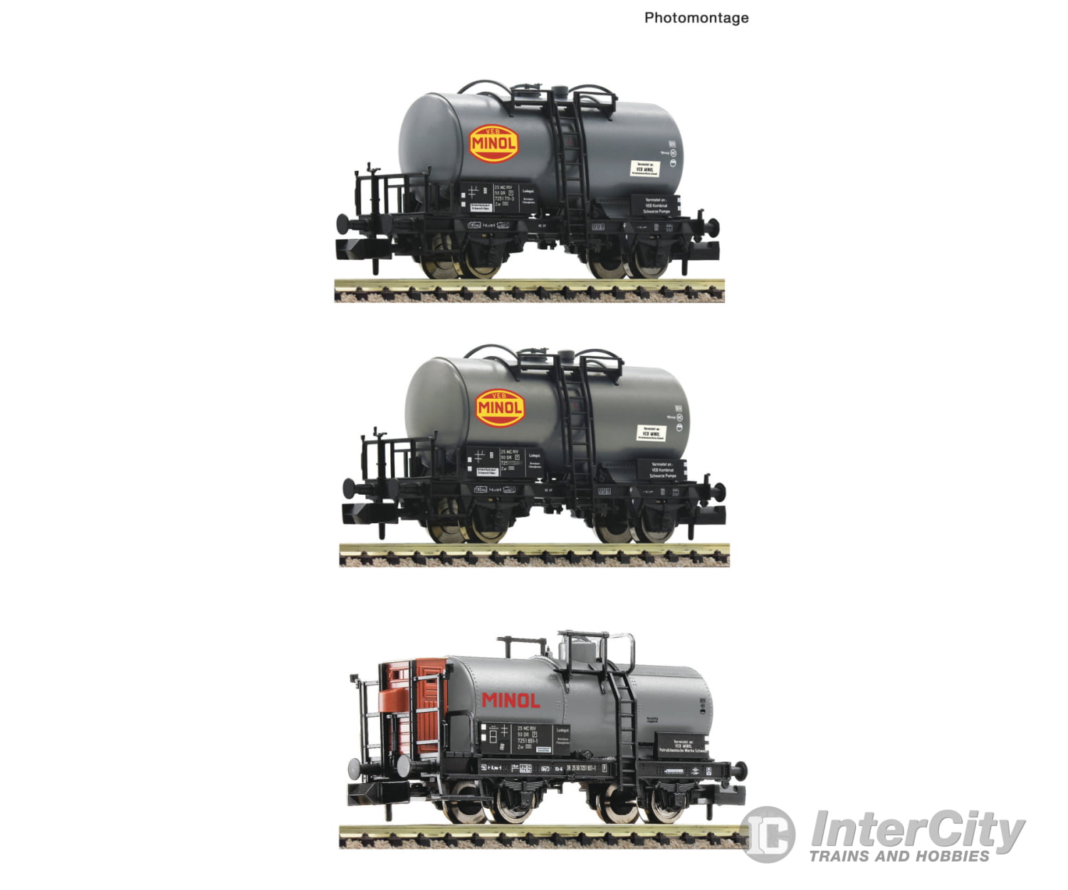 Fleischmann 6660152 N 3 piece set: Tank wagons DR European Freight Cars