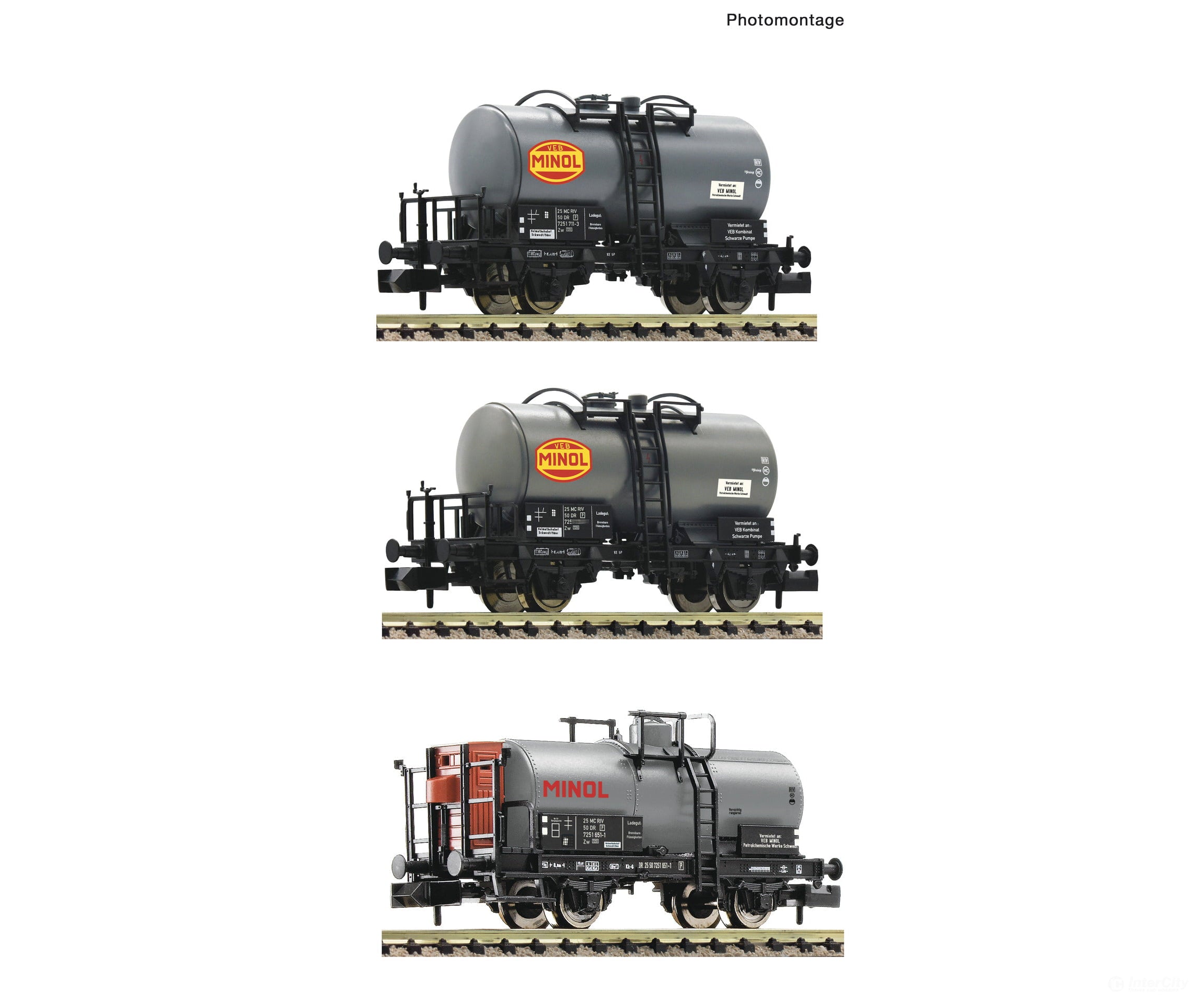 Fleischmann 6660152 N 3 piece set: Tank wagons DR European Freight Cars