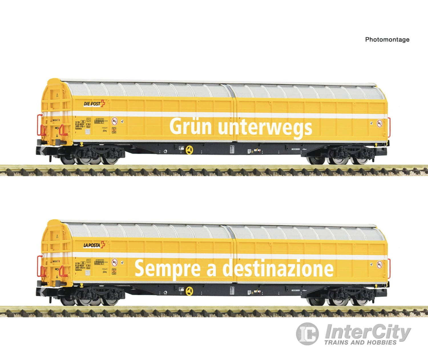 Fleischmann 6660155 N 2 piece set: Large-capacity sliding wall wagons Wascosa European Freight Cars