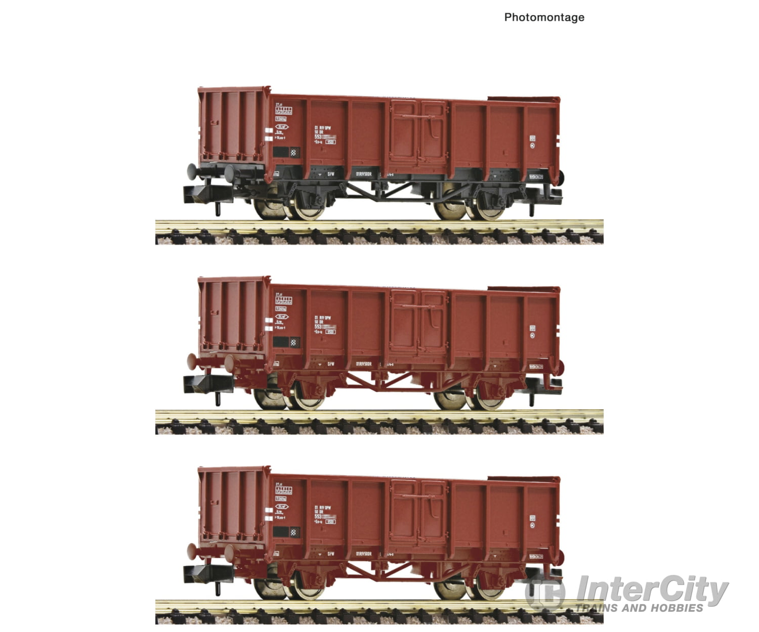 Fleischmann 6660156 N 3 piece set: Open goods wagons DR European Freight Cars