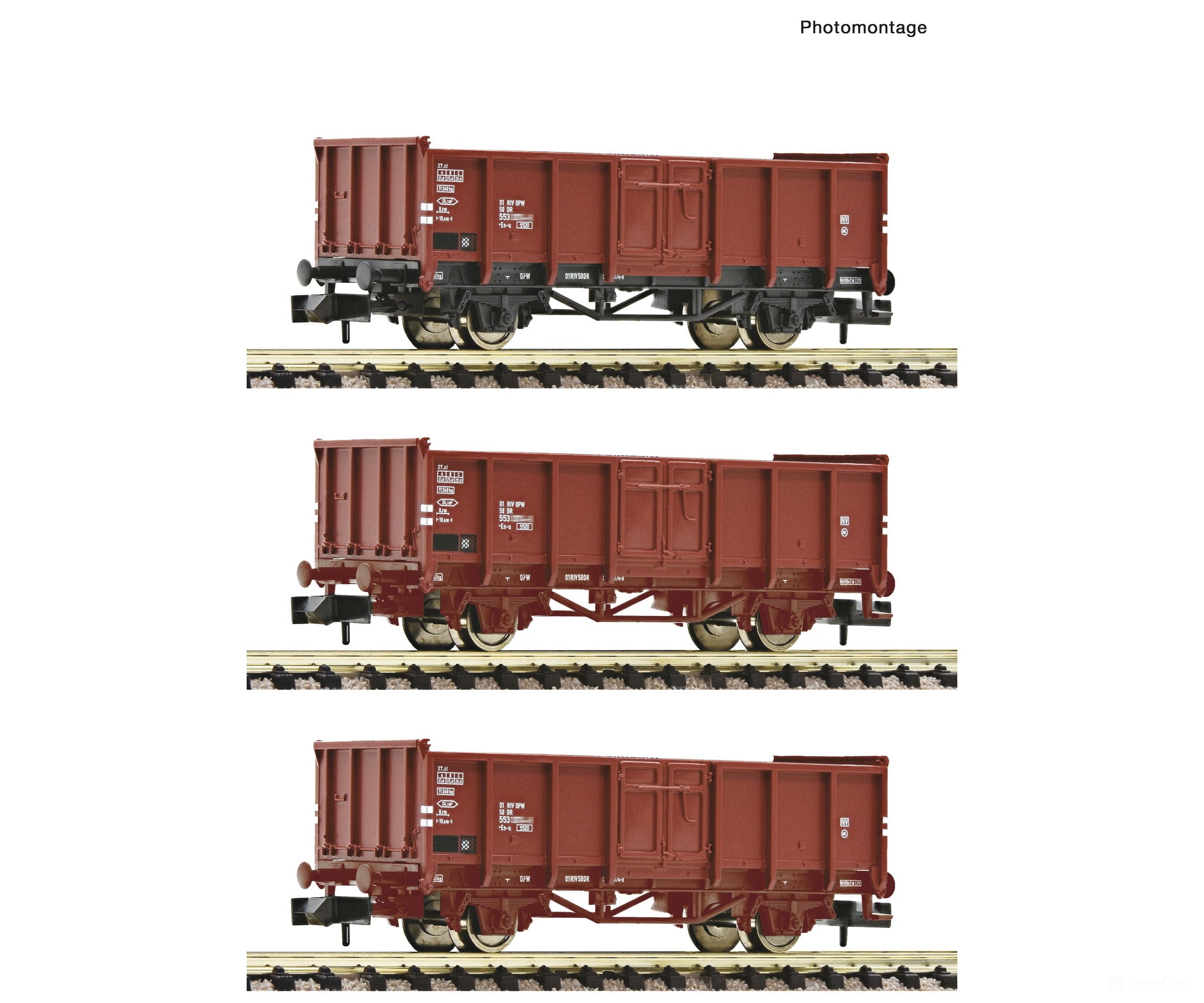 Fleischmann 6660156 N 3 piece set: Open goods wagons DR European Freight Cars