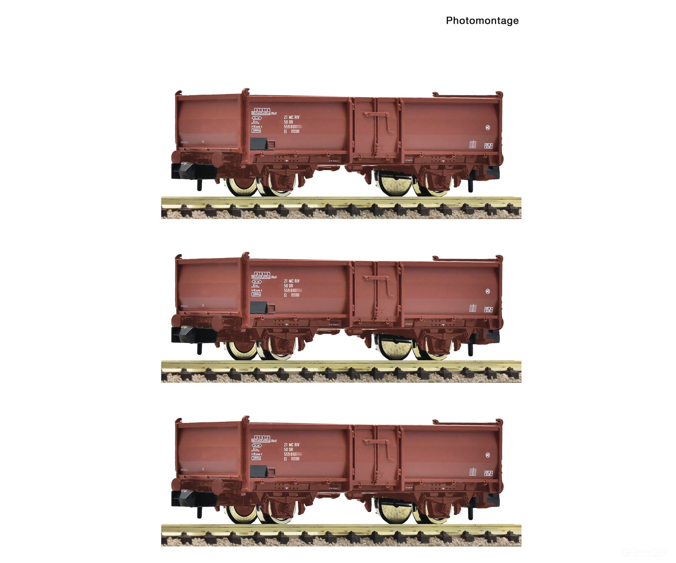 Fleischmann 6660158 N 3 piece set: Open goods wagons DR European Freight Cars