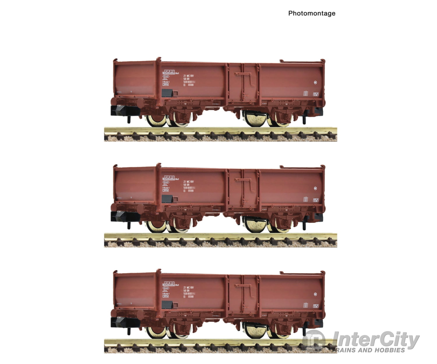 Fleischmann 6660158 N 3 piece set: Open goods wagons DR European Freight Cars