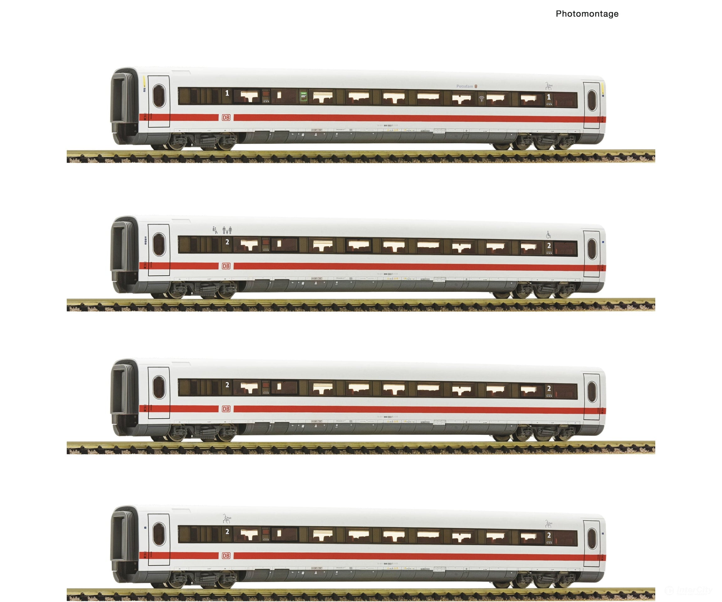 Fleischmann 7760004 N 4-Piece Set: Intermediate Coaches For Ice 2 (Class 402) Db Ag European