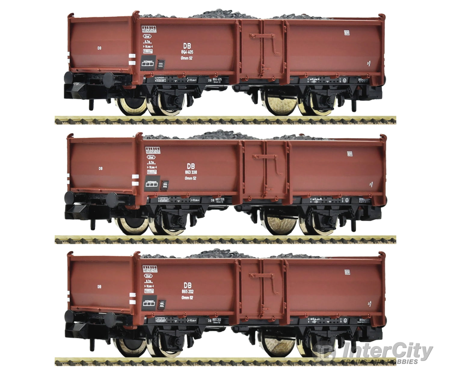 Fleischmann 820530 N 3 piece set: Coal wagons DB European Freight Cars