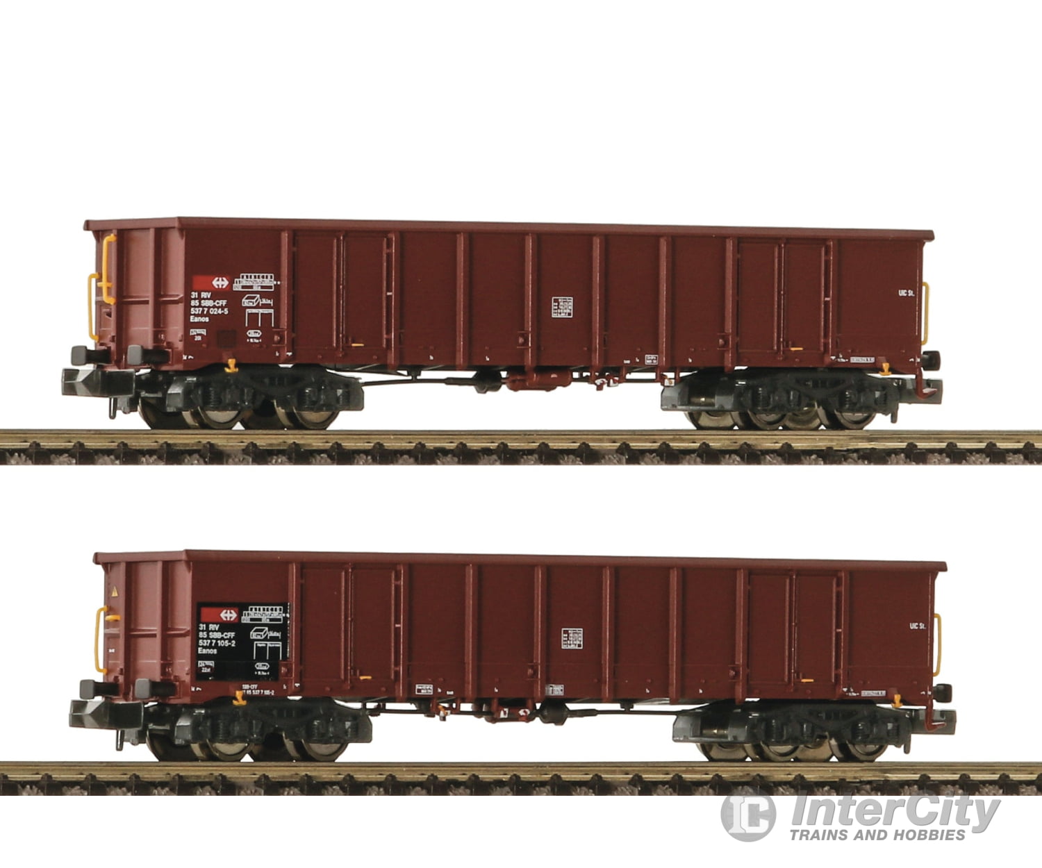 Fleischmann 830252 N 2 Piece Set: Open Goods Wagons Sbb European Freight Cars
