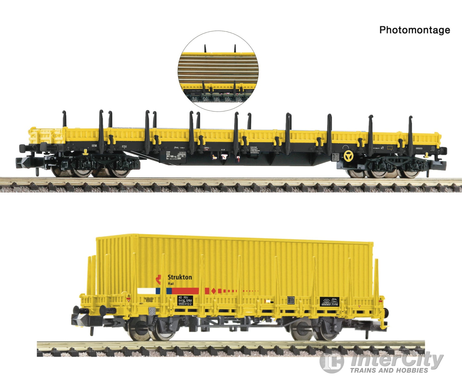 Fleischmann 880908 N 2 Piece Set: Stake Wagons Strukton Rail Era 6 European Freight Cars