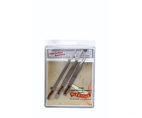 Flex-I-File 1200 Stainless Steel Tweezer Set - 2 straight 1 curved Tools