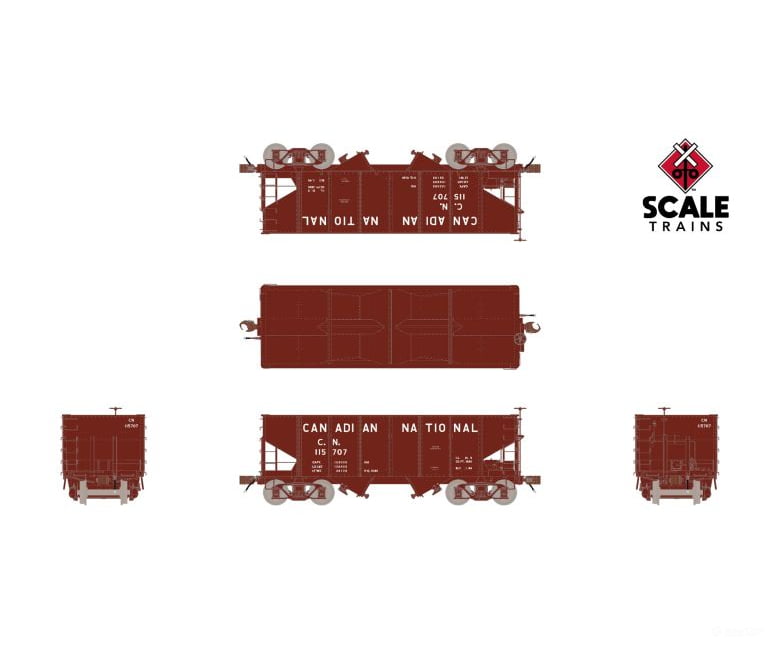 Fox Valley Models Sxt15012 Ho Scale Usra 55 - Ton 2 - Bay Open Hopper Canadian National/Cn #116544