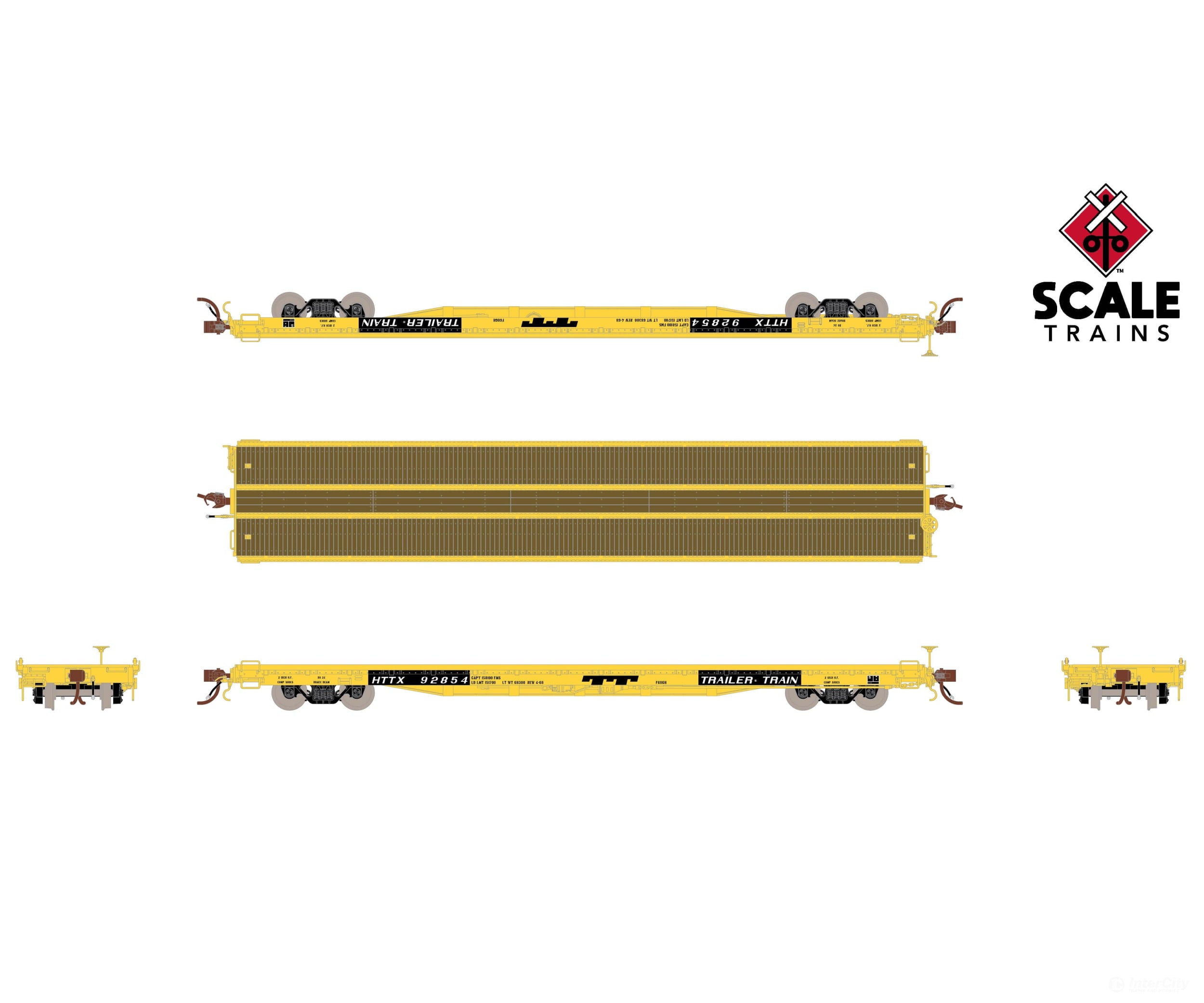 Fox Valley Models Sxt15057 Ho Scale Pullman-Standard F60Gh 60’ Flatcar Trailer Train/Yellow/Tt