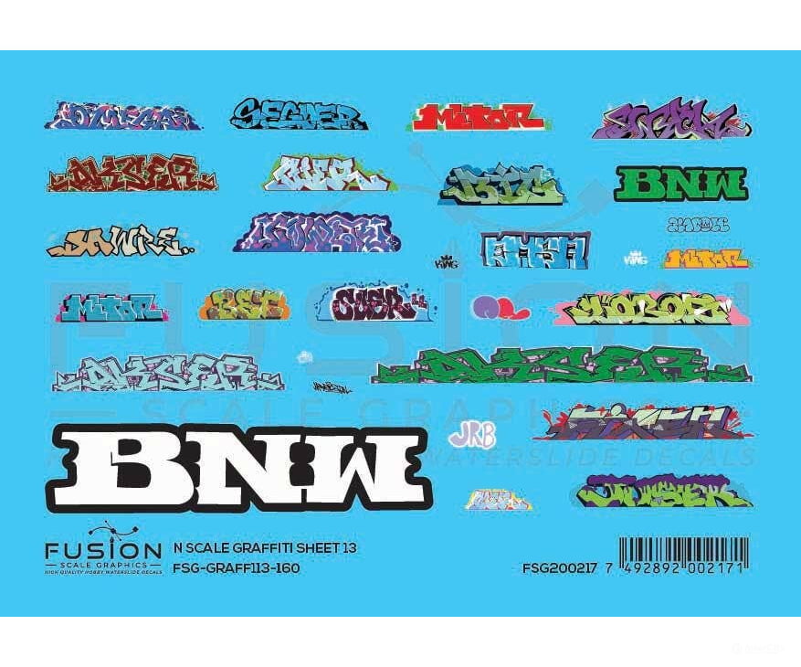 Fusion Scale Graphics N 200217 Graffiti Decal Set - Set #13 - Decals